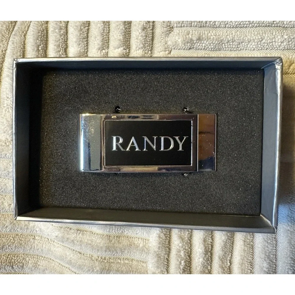 Things Remembered Monogram (Randy) Money Clip Stainless Steel + Black NEW